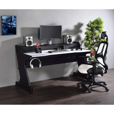 Bigga Gaming Desk Black/White - Acme Furniture 3 Bigga Gaming Desk Black/White - Acme Furniture