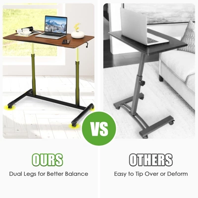 Costway Height Adjustable Computer Desk Sit Stand Rolling Notebook Table NaturalBrownBlack 10 Costway Height Adjustable Computer Desk Sit Stand Rolling Notebook Table NaturalBrownBlack - Image 8