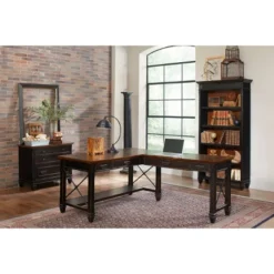 Hartford Open L Shaped Desk Brown - Martin Furniture