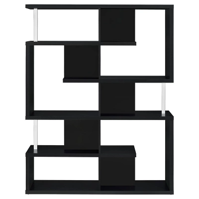 Hoover 5 Shelf Zig Zag Bookcase With Chrome Details - Coaster 4 Hoover 5 Shelf Zig Zag Bookcase With Chrome Details - Coaster - Image 2