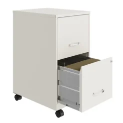 Space Solutions 18 Inch Wide Metal Mobile Organizer File Cabinet For Office Supplies And Hanging File Folders With 2 File Drawers, Pearl White -Office Furniture GUEST 42951a0d d960 4ba8 b526 deca001c881f