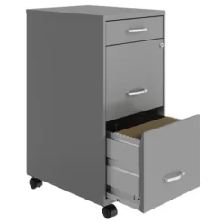 Space Solutions 18 Inch Wide Metal Mobile Organizer File Cabinet For Office Supplies & Hanging File Folders W/ Pencil Drawer & 3 File Drawers, Silver 8 Space Solutions 18 Inch Wide Metal Mobile Organizer File Cabinet For Office Supplies & Hanging File Folders W/ Pencil Drawer & 3 File Drawers, Silver -Office Furniture GUEST 42fd7402 3713 401d b092 38e512558d69