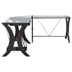 Monterey Glass Top L-Shape Computer Desk Cappuccino - Coaster -Office Furniture GUEST 439fcbfc 587f 4e44 9b3d 8531d1b33dc3