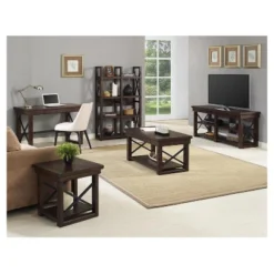 60" Hathaway Wood Veneer Bookshelf/Room Divider Espresso - Room & Joy -Office Furniture GUEST 44035ca7 ce41 47a3 a6b8 cde8c72ca959