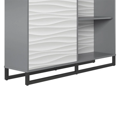 65.51" Large Maddock Bookcase Room Divider With Faux Wave Pattern Graphite - Room & Joy 13 65.51" Large Maddock Bookcase Room Divider With Faux Wave Pattern Graphite - Room & Joy - Image 11