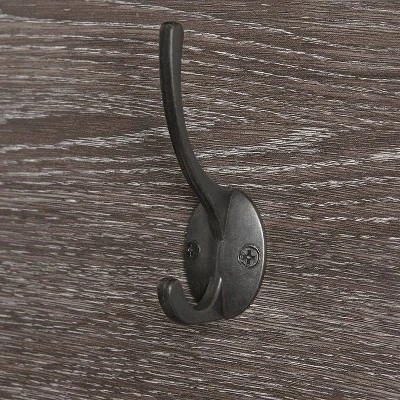 Afton 4 Hook Metal Frame Wall Shelf Woodgrain - RiverRidge Home 6 Afton 4 Hook Metal Frame Wall Shelf Woodgrain - RiverRidge Home - Image 4