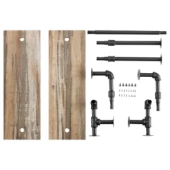 2-Tier Olivia Pipe Wall Shelf Unit With Hanging Rod Black/Rustic - Danya B. 13 2-Tier Olivia Pipe Wall Shelf Unit With Hanging Rod Black/Rustic - Danya B. -Office Furniture GUEST 4740d31a cc43 4b75 9a13 329dc873db3a