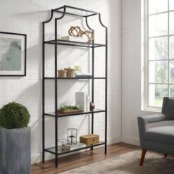 80" Aimee Glass Etagere Oil Rubbed Bronze - Crosley 9 80" Aimee Glass Etagere Oil Rubbed Bronze - Crosley -Office Furniture GUEST 47f0fe03 da4c 4189 aea9 d901340dc441