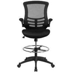 Flash Furniture Mid-Back Black Mesh Ergonomic Drafting Chair With Adjustable Foot Ring And Flip-Up Arms -Office Furniture GUEST 48b8e6f3 17bc 4c79 a18a cfb229571ef6