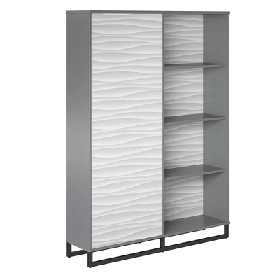 65.51" Large Maddock Bookcase Room Divider With Faux Wave Pattern Graphite - Room & Joy 12 65.51" Large Maddock Bookcase Room Divider With Faux Wave Pattern Graphite - Room & Joy - Image 10