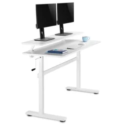 Tranzendesk Standing Desk With Clamp-On Shelf - 55" Sit To Stand Workstation With 55” Monitor Stand - White - Stand Steady -Office Furniture GUEST 4c619589 3641 41e3 8f91 89b95ed8a13e