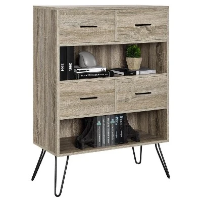 43" Seasons Retro Bookshelf With Bins Sonoma Oak - Room & Joy 3 43" Seasons Retro Bookshelf With Bins Sonoma Oak - Room & Joy
