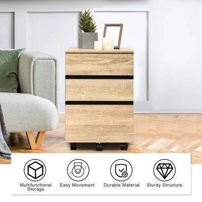 Costway 3-Drawer Mobile File Cabinet Vertical Filling Cabinet For Home Office 4 Costway 3-Drawer Mobile File Cabinet Vertical Filling Cabinet For Home Office - Image 2