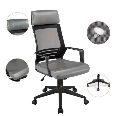 Yaheetech Swivel Office Desk Chair Study Work Chair With Headrest Lumbar Support Rolling Wheels 6 Yaheetech Swivel Office Desk Chair Study Work Chair With Headrest Lumbar Support Rolling Wheels - Image 4