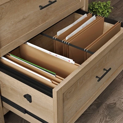 2 Drawer Bridge Acre Rustic Farmhouse Lateral File Cabinet Orchard Oak - Sauder 7 2 Drawer Bridge Acre Rustic Farmhouse Lateral File Cabinet Orchard Oak - Sauder - Image 5