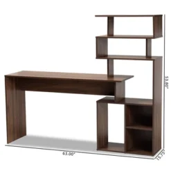 Foster Wood Storage Desk With Shelves Walnut/Brown - Baxton Studio -Office Furniture GUEST 53fc6c6a 7ecd 40b5 bea9 d30a607ba8eb