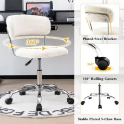 Tangkula Computer Desk Chair Adjustable Office Chair Swivel Vanity Chair -Office Furniture GUEST 553c1afd 7530 4a67 924e d339762abbd6