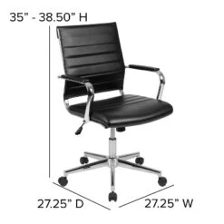Emma And Oliver Mid-Back LeatherSoft Ribbed Executive Swivel Office Chair - Desk Chair -Office Furniture GUEST 558ce6f4 21a7 4404 905f 672510f3ee46