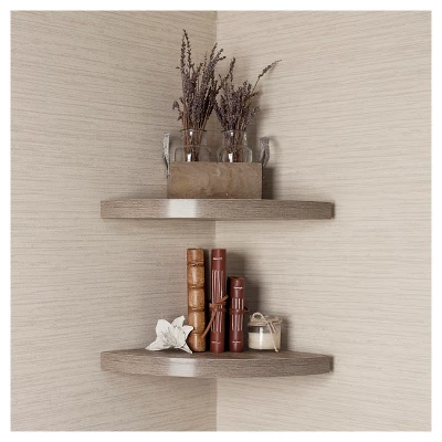 (Set Of 2) 11.5" X 1.5" Radial Floating Corner Shelves - Danya B. 3 (Set Of 2) 11.5" X 1.5" Radial Floating Corner Shelves - Danya B.
