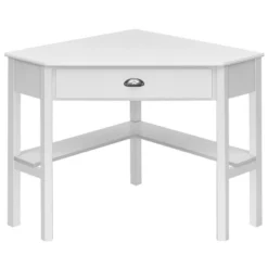 Costway Triangle Computer Desk Corner Office Desk Laptop Table W/ Drawer Shelves Rustic White -Office Furniture GUEST 575d1f3c 3610 409a bee9 57feaec4290d
