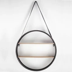 33" Round Metal And Wood Hanging Wall Shelf Brown - American Art Decor 13 33" Round Metal And Wood Hanging Wall Shelf Brown - American Art Decor -Office Furniture GUEST 57e532fd 8273 4614 b8f6 14feb4b6bedc