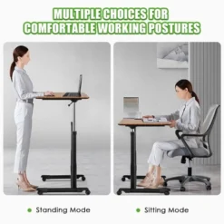 Costway Height Adjustable Computer Desk Sit Stand Rolling Notebook Table NaturalBrownBlack 16 Costway Height Adjustable Computer Desk Sit Stand Rolling Notebook Table NaturalBrownBlack -Office Furniture GUEST 57f7214e 82c7 40c9 bd4f 8a627fffdecd