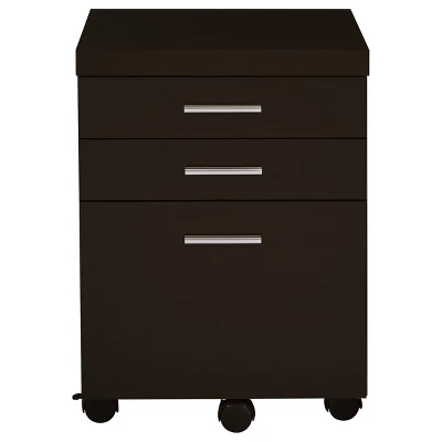 Skylar 3 Drawer Mobile File Cabinet Cappuccino - Coaster 5 Skylar 3 Drawer Mobile File Cabinet Cappuccino - Coaster - Image 3