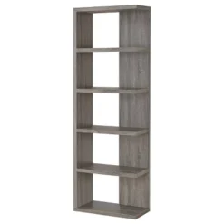 70.75" Rustic 5 Shelf Bookcase Weathered Gray - Coaster -Office Furniture GUEST 5c3e2d2a 8b16 4e19 8919 5e35e6cc62ed