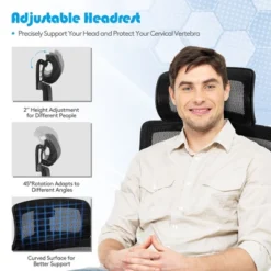 Costway Ergonomic Office Chair High-Back Mesh Chair W/Adjustable Lumbar Support -Office Furniture GUEST 5cff5ede 2fbd 417a 9f4d 46837718445d