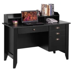 Tangkula Wooden Computer Writing Desk Office Study Table With Drawers Black/Walnut -Office Furniture GUEST 5d1bd8c2 2b4c 4923 93a5 570353805942