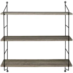 Sorbus Wall Mounted Rustic Wood Shelf With Metal Brackets (Gray) -Office Furniture GUEST 5d516855 1ba1 4193 bdd0 bd30c6015764