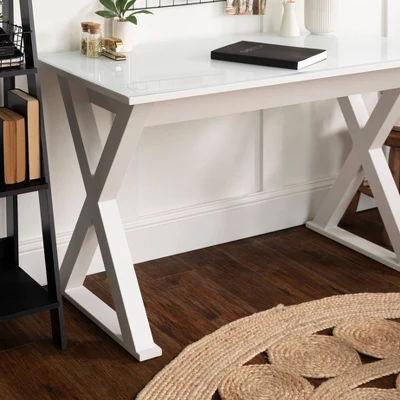 Glass Top Writing Desk With Drawer - Saracina Home 8 Glass Top Writing Desk With Drawer - Saracina Home - Image 6