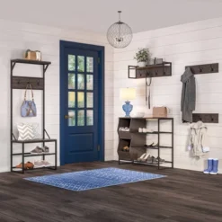 Afton 4 Hook Metal Frame Wall Shelf Woodgrain - RiverRidge Home 10 Afton 4 Hook Metal Frame Wall Shelf Woodgrain - RiverRidge Home -Office Furniture GUEST 5da4097f 0463 4a1d 9e0d 1f506ca73cf4