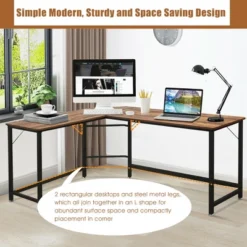 Costway L-Shaped Computer Desk Corner Workstation Study Gaming Table Home Office -Office Furniture GUEST 60781d78 965c 4a81 96a3 f1a7ce5cb3b0