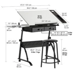 Core Drawing Table And Stool Set Charcoal Black/White - Studio Designs 41 Core Drawing Table And Stool Set Charcoal Black/White - Studio Designs -Office Furniture GUEST 6196a32c e576 4d20 a4d7 3255f6d054a7