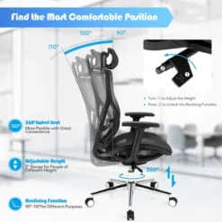Costway Ergonomic Office Chair High-Back Mesh Chair W/Adjustable Lumbar Support -Office Furniture GUEST 625eac8b 57c3 4d85 a154 4a5a8e0f20d2