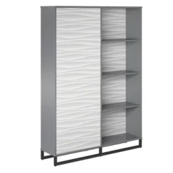 65.51" Large Maddock Bookcase Room Divider With Faux Wave Pattern Graphite - Room & Joy 19 65.51" Large Maddock Bookcase Room Divider With Faux Wave Pattern Graphite - Room & Joy -Office Furniture GUEST 63b7b8d9 714b 48b1 8ea0 118b635aaf3d
