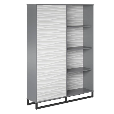 65.51" Large Maddock Bookcase Room Divider With Faux Wave Pattern Graphite - Room & Joy 9 65.51" Large Maddock Bookcase Room Divider With Faux Wave Pattern Graphite - Room & Joy - Image 7
