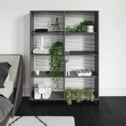 65.51" Large Maddock Bookcase Room Divider With Faux Wave Pattern Graphite - Room & Joy 17 65.51" Large Maddock Bookcase Room Divider With Faux Wave Pattern Graphite - Room & Joy -Office Furniture GUEST 64accc58 9b7c 4524 8fd4 217299aef926