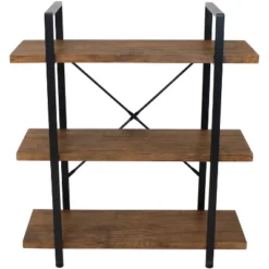 Sunnydaze Decor Sunnydaze 3 Shelf Industrial Style Wall-Mounted Floating Shelf With Wood Veneer Shelves -Office Furniture GUEST 65b2a55f cc49 451a 839e 79093331b0b6