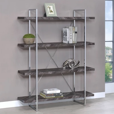 62.5" Grimma 4 Shelf Bookcase Rustic Gray - Coaster 3 62.5" Grimma 4 Shelf Bookcase Rustic Gray - Coaster