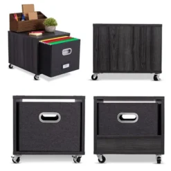 BirdRock Home Rolling Storage File Cabinet With 1 Lateral Drawer - Driftwood Grey