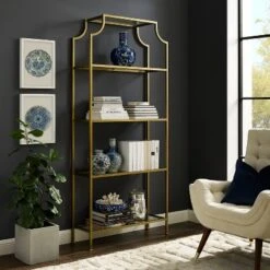 80.5" Aimee Etagere Gold - Crosley -Office Furniture GUEST 66d9523a dc7e 4de3 aa1e 2a748d6d41c4