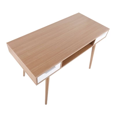 Pebble Double Contemporary Computer Desk Wood Natural/White - LumiSource 7 Pebble Double Contemporary Computer Desk Wood Natural/White - LumiSource - Image 5