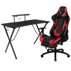BlackArc Tango Gaming Desk & Chair Set - Reclining Gaming Chair With Slide-Out Footrest & Gaming Desk With Cupholder/Headphone Hook -Office Furniture GUEST 68ec4a65 7256 48a0 b322 fefb9b2eb5ba