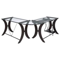 Monterey Glass Top L-Shape Computer Desk Cappuccino - Coaster -Office Furniture GUEST 68f89d7b 4703 4ec2 8041 41072dd2ab59