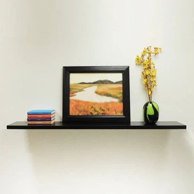 60" Slim Floating Shelf Wall Mounted Hidden Brackets Black - Inplace 3 60" Slim Floating Shelf Wall Mounted Hidden Brackets Black - Inplace