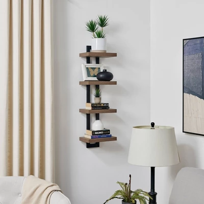 36" X 11" 4 Tier Ladder Bracket Floating Wall Shelf Unit - Danya B. 9 36" X 11" 4 Tier Ladder Bracket Floating Wall Shelf Unit - Danya B. - Image 7