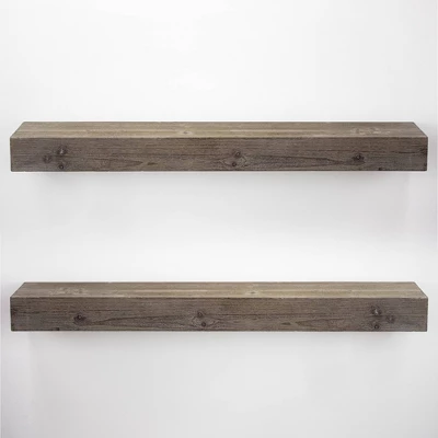 8" X 36" Large Rustic Wood Floating Wall Shelf Gray - American Art Decor 8 8" X 36" Large Rustic Wood Floating Wall Shelf Gray - American Art Decor - Image 6