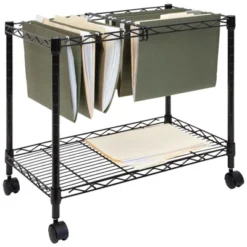 Mount-It! Mobile Rolling File Folder Cart With Wheels | Single Tier With Storage Rack And Locking Casters | Fits Letter And Legal Size Filing Folders